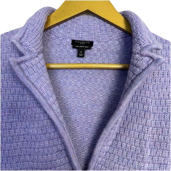 Talbots Merino Wool Cardigan Sweater Jacket Blazer Size PP Purple Classic Preppy - Picture 2 of 7